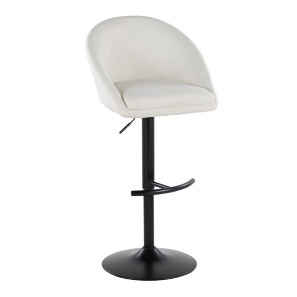 English Elm Highback Swivel Barstools Adjustable Height Cream Upholstered Seat Matte Black Base Set Cream B202S02362