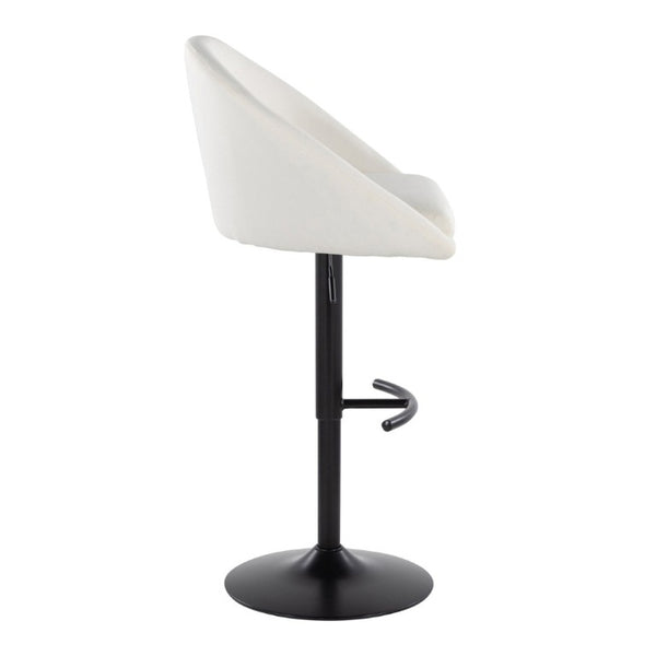 English Elm Highback Swivel Barstools Adjustable Height Cream Upholstered Seat Matte Black Base Set Cream B202S02362