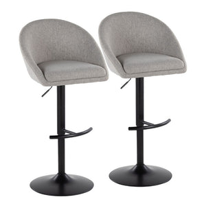 English Elm Highback Swivel Barstools Adjustable Height Cream Upholstered Seat Matte Black Base Set Gray B202S02363