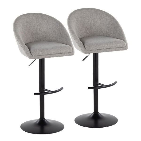 English Elm Highback Swivel Barstools Adjustable Height Cream Upholstered Seat Matte Black Base Set Gray B202S02363