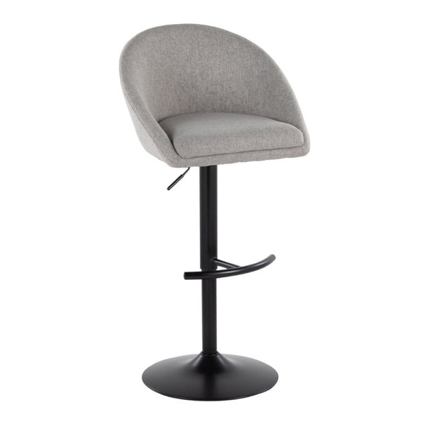 English Elm Highback Swivel Barstools Adjustable Height Cream Upholstered Seat Matte Black Base Set Gray B202S02363