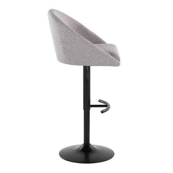 English Elm Highback Swivel Barstools Adjustable Height Cream Upholstered Seat Matte Black Base Set Gray B202S02363