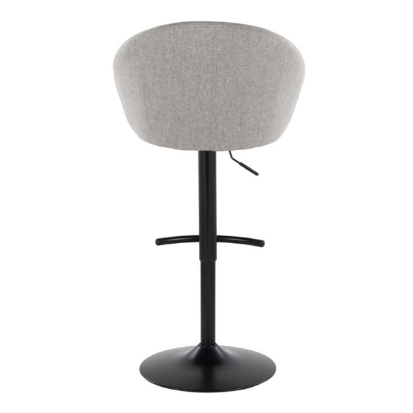 English Elm Highback Swivel Barstools Adjustable Height Cream Upholstered Seat Matte Black Base Set Gray B202S02363