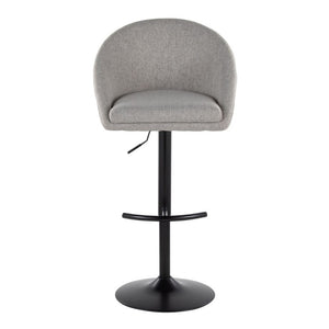 English Elm Highback Swivel Barstools Adjustable Height Cream Upholstered Seat Matte Black Base Set Gray B202S02363