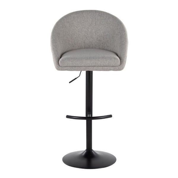 English Elm Highback Swivel Barstools Adjustable Height Cream Upholstered Seat Matte Black Base Set Gray B202S02363