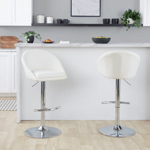 English Elm Highback Adjustable Barstools with Chrome Base and Padded Seats for Kitchen Islands Set of 2 Cream B202S02364