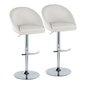 English Elm Highback Adjustable Barstools with Chrome Base and Padded Seats for Kitchen Islands Set of 2 Cream B202S02364