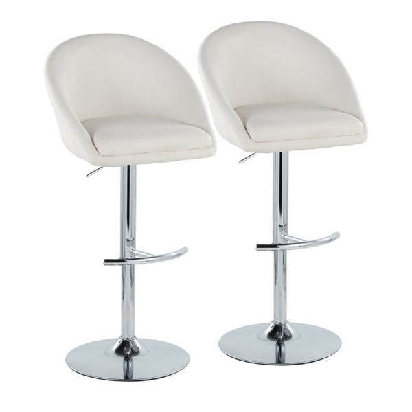 English Elm Highback Adjustable Barstools with Chrome Base and Padded Seats for Kitchen Islands Set of 2 Cream B202S02364