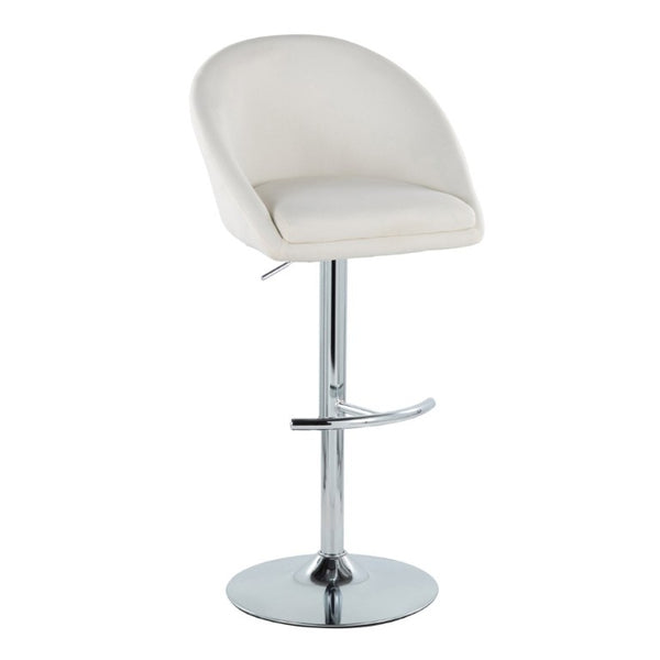 English Elm Highback Adjustable Barstools with Chrome Base and Padded Seats for Kitchen Islands Set of 2 Cream B202S02364