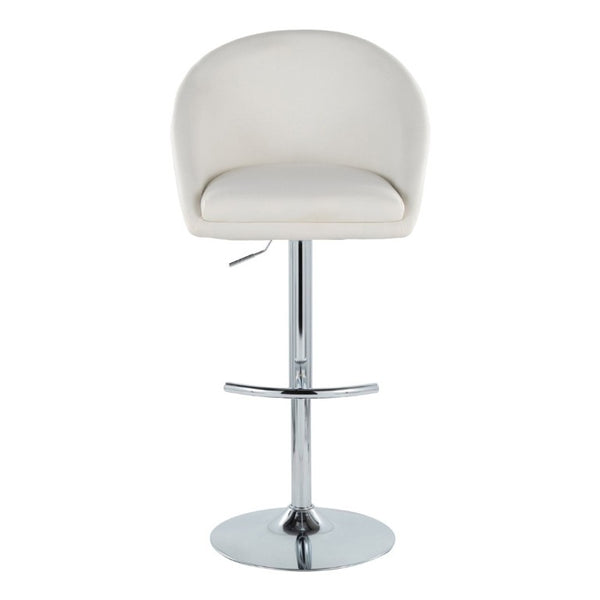English Elm Highback Adjustable Barstools with Chrome Base and Padded Seats for Kitchen Islands Set of 2 Cream B202S02364