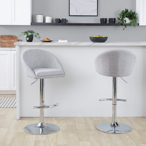 English Elm Highback Adjustable Barstools with Chrome Base and Padded Seats for Kitchen Islands Set of 2 Gray B202S02365
