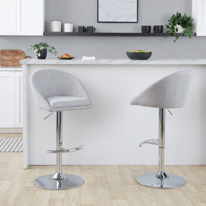English Elm Highback Adjustable Barstools with Chrome Base and Padded Seats for Kitchen Islands Set of 2 Gray B202S02365