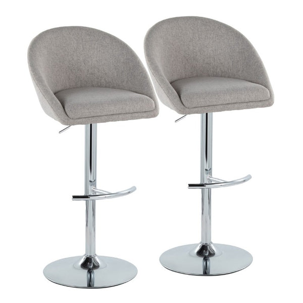 English Elm Highback Adjustable Barstools with Chrome Base and Padded Seats for Kitchen Islands Set of 2 Gray B202S02365
