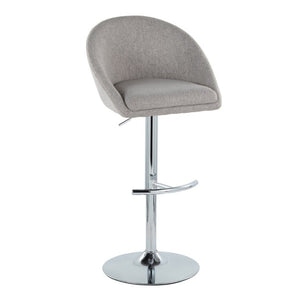 English Elm Highback Adjustable Barstools with Chrome Base and Padded Seats for Kitchen Islands Set of 2 Gray B202S02365