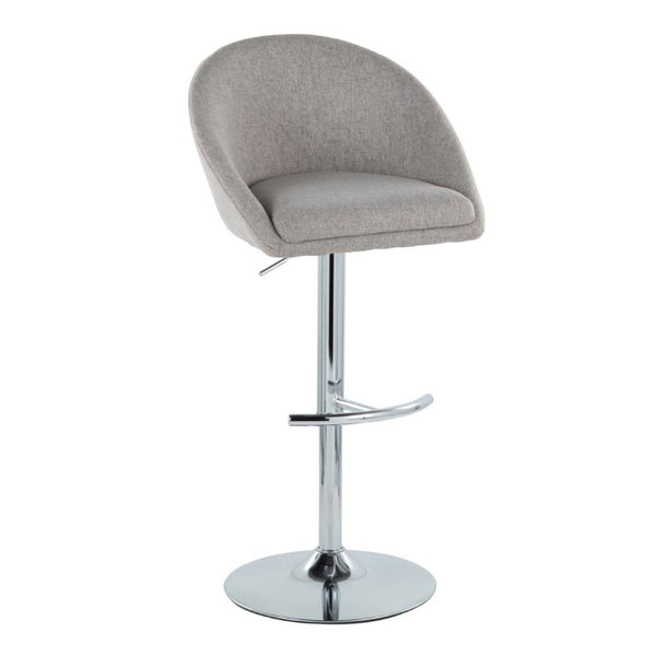 English Elm Highback Adjustable Barstools with Chrome Base and Padded Seats for Kitchen Islands Set of 2 Gray B202S02365