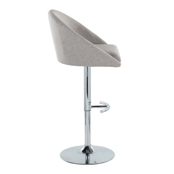 English Elm Highback Adjustable Barstools with Chrome Base and Padded Seats for Kitchen Islands Set of 2 Gray B202S02365