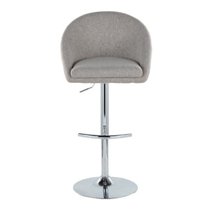 English Elm Highback Adjustable Barstools with Chrome Base and Padded Seats for Kitchen Islands Set of 2 Gray B202S02365