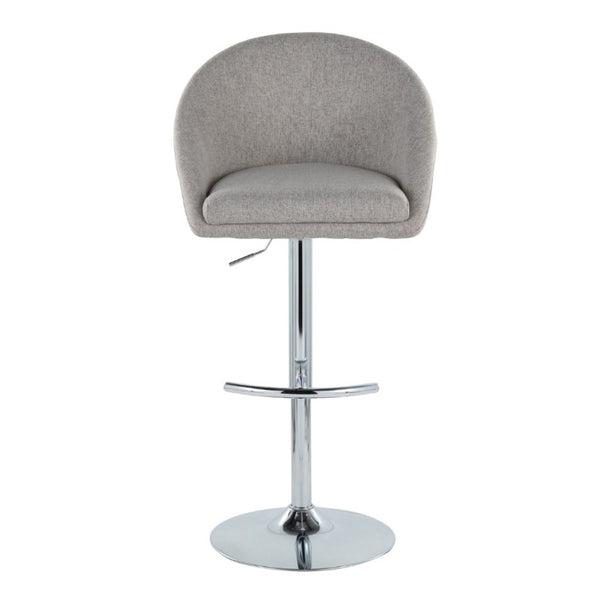 English Elm Highback Adjustable Barstools with Chrome Base and Padded Seats for Kitchen Islands Set of 2 Gray B202S02365