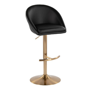English Elm Highback Adjustable Swivel Barstool Set of 2 Gold Base Black PU Leather Kitchen Island B202S02366