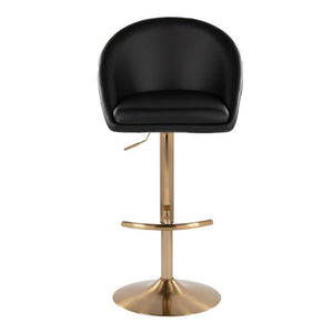 English Elm Highback Adjustable Swivel Barstool Set of 2 Gold Base Black PU Leather Kitchen Island B202S02366