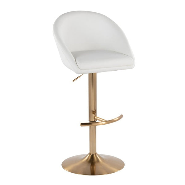English Elm Highback Swivel Barstool Set of Two White Faux Leather Gold Base Adjustable Height B202S02367