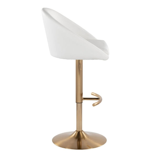 English Elm Highback Swivel Barstool Set of Two White Faux Leather Gold Base Adjustable Height B202S02367