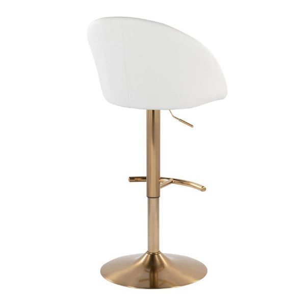 English Elm Highback Swivel Barstool Set of Two White Faux Leather Gold Base Adjustable Height B202S02367