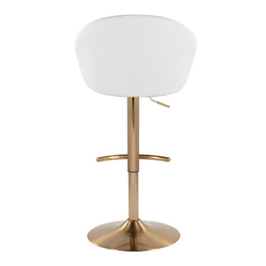 English Elm Highback Swivel Barstool Set of Two White Faux Leather Gold Base Adjustable Height B202S02367
