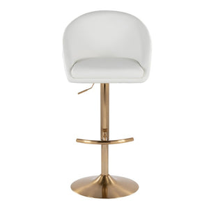 English Elm Highback Swivel Barstool Set of Two White Faux Leather Gold Base Adjustable Height B202S02367