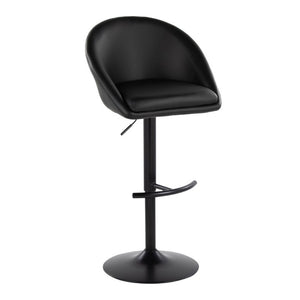 English Elm Highback Adjustable Swivel Barstools PU Leather Black Metal Set of 2 for Kitchen Islands B202S02368