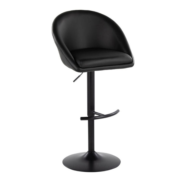 English Elm Highback Adjustable Swivel Barstools PU Leather Black Metal Set of 2 for Kitchen Islands B202S02368