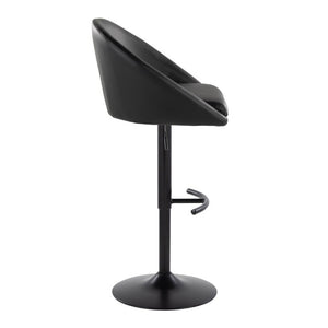 English Elm Highback Adjustable Swivel Barstools PU Leather Black Metal Set of 2 for Kitchen Islands B202S02368