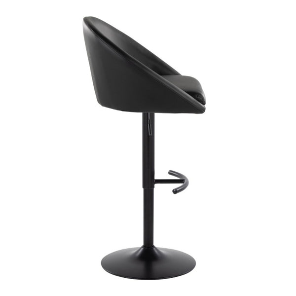 English Elm Highback Adjustable Swivel Barstools PU Leather Black Metal Set of 2 for Kitchen Islands B202S02368