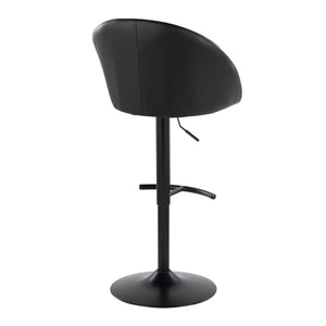 English Elm Highback Adjustable Swivel Barstools PU Leather Black Metal Set of 2 for Kitchen Islands B202S02368
