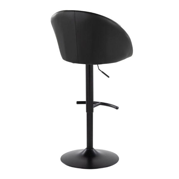 English Elm Highback Adjustable Swivel Barstools PU Leather Black Metal Set of 2 for Kitchen Islands B202S02368
