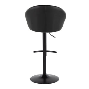 English Elm Highback Adjustable Swivel Barstools PU Leather Black Metal Set of 2 for Kitchen Islands B202S02368
