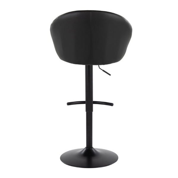 English Elm Highback Adjustable Swivel Barstools PU Leather Black Metal Set of 2 for Kitchen Islands B202S02368