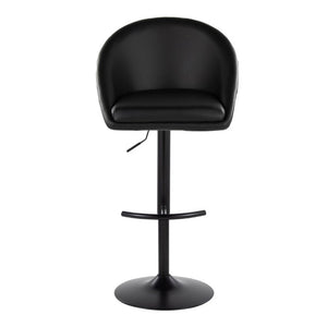 English Elm Highback Adjustable Swivel Barstools PU Leather Black Metal Set of 2 for Kitchen Islands B202S02368