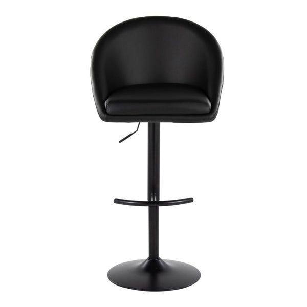 English Elm Highback Adjustable Swivel Barstools PU Leather Black Metal Set of 2 for Kitchen Islands B202S02368
