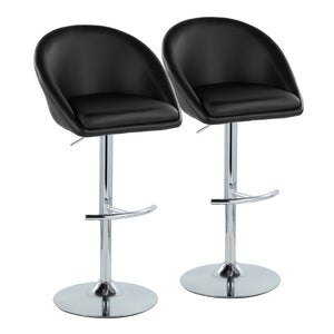 English Elm Highback Adjustable Barstools with Chrome Base and PU Leather Seat for Kitchen Island Black B202S02370