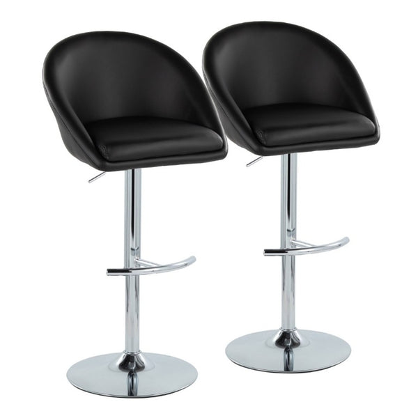 English Elm Highback Adjustable Barstools with Chrome Base and PU Leather Seat for Kitchen Island Black B202S02370
