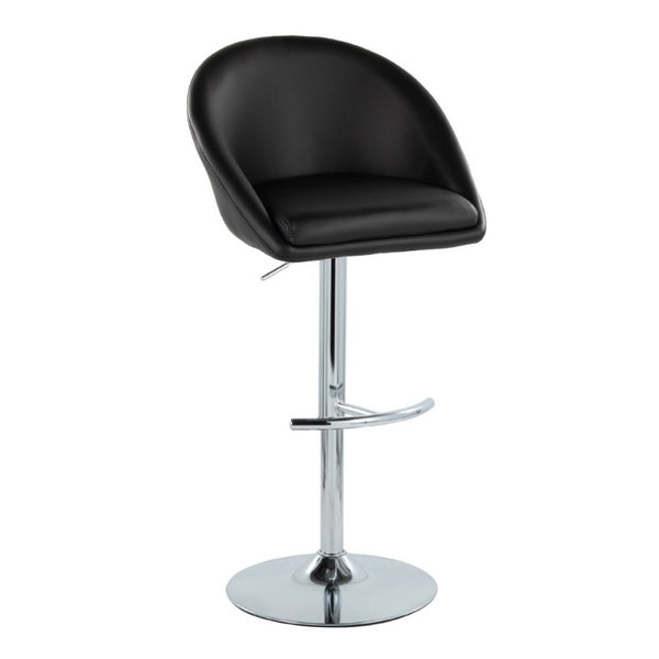 English Elm Highback Adjustable Barstools with Chrome Base and PU Leather Seat for Kitchen Island Black B202S02370