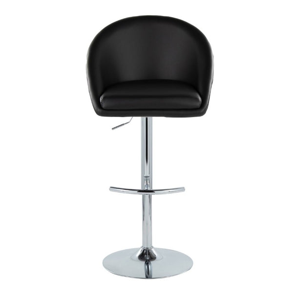 English Elm Highback Adjustable Barstools with Chrome Base and PU Leather Seat for Kitchen Island Black B202S02370