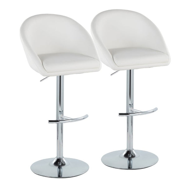 English Elm Highback Adjustable Barstools with Chrome Base and PU Leather Seat for Kitchen Island White B202S02371