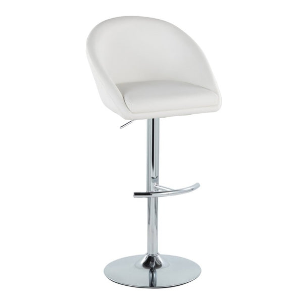 English Elm Highback Adjustable Barstools with Chrome Base and PU Leather Seat for Kitchen Island White B202S02371