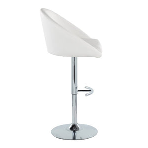 English Elm Highback Adjustable Barstools with Chrome Base and PU Leather Seat for Kitchen Island White B202S02371