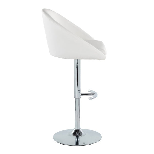 English Elm Highback Adjustable Barstools with Chrome Base and PU Leather Seat for Kitchen Island White B202S02371
