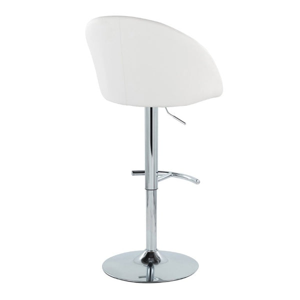 English Elm Highback Adjustable Barstools with Chrome Base and PU Leather Seat for Kitchen Island White B202S02371
