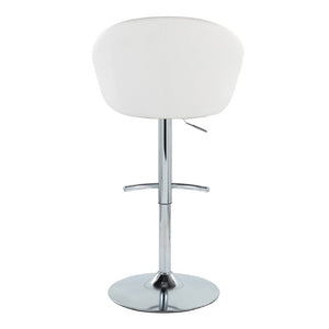 English Elm Highback Adjustable Barstools with Chrome Base and PU Leather Seat for Kitchen Island White B202S02371