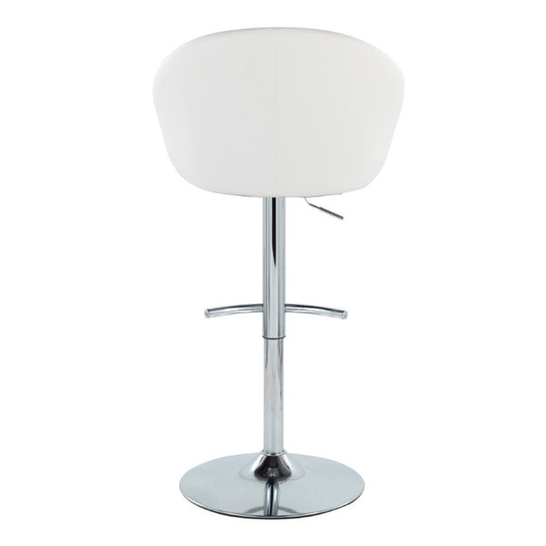 English Elm Highback Adjustable Barstools with Chrome Base and PU Leather Seat for Kitchen Island White B202S02371